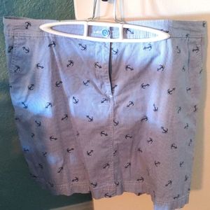 Karen Scott 18W blue Skort with Anchor pattern stripe